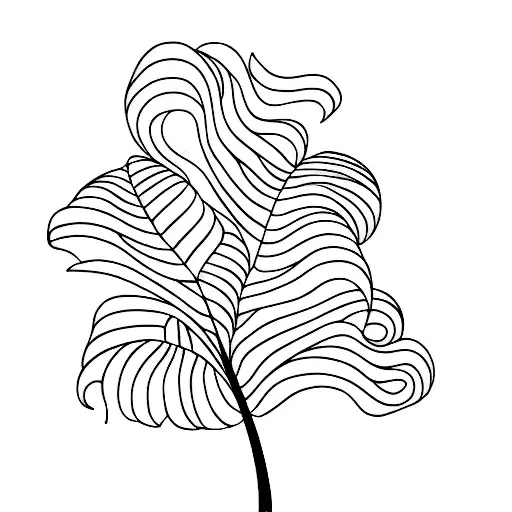 beach, wave and palm tree single line tattoo design idea