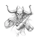 devil playing fiddle tattoo design idea