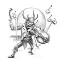 devil playing fiddle tattoo design idea
