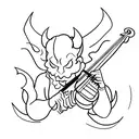 devil playing fiddle tattoo design idea