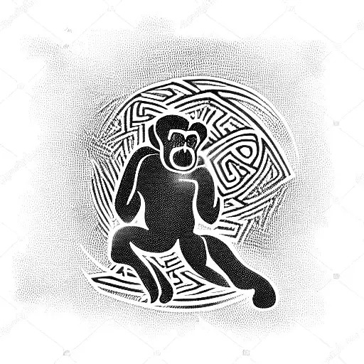 monkey playing in a labyrinth tattoo design idea