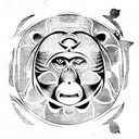 monkey playing in a labyrinth tattoo design idea