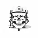 electrician tattoo skull with hard hat tattoo design idea