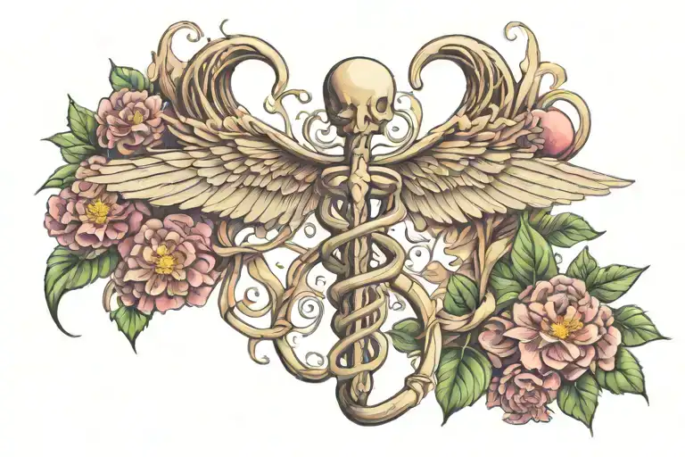 medical caduceus intertwined tattoo design idea