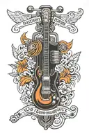 guitar and harley davidson motorcycle tattoo design idea