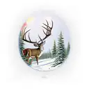 10 point whitetail buck with a drop tine standing in front of woods with the sunrise shining through the woods  tattoo design idea