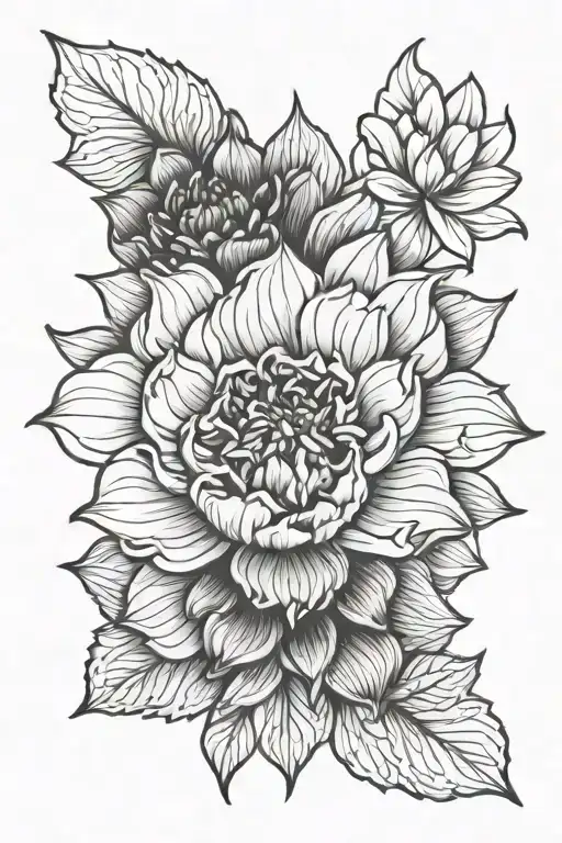 peony mandala dahlia tattoo design idea
