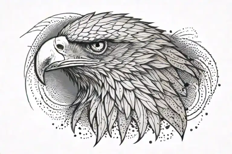 hunting eagle with a scar on its eye tattoo design idea