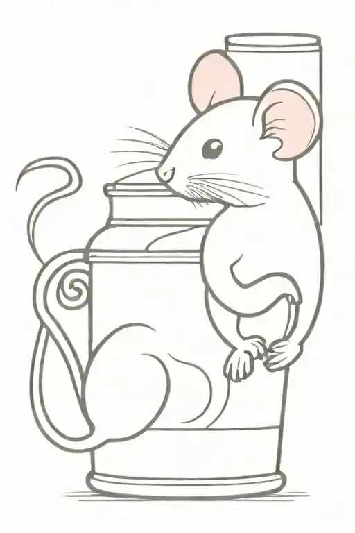 mouse in a milk can tattoo design idea