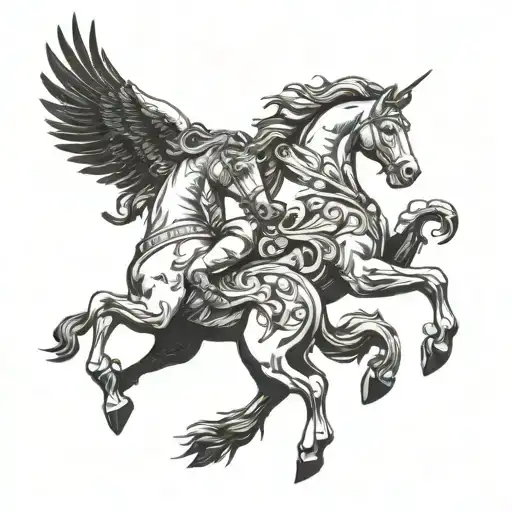pegasus and hercules  tattoo design idea