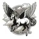 pegasus and clouds tattoo design idea