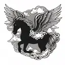 pegasus and clouds tattoo design idea