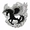 pegasus and clouds tattoo design idea