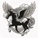 pegasus and clouds tattoo design idea