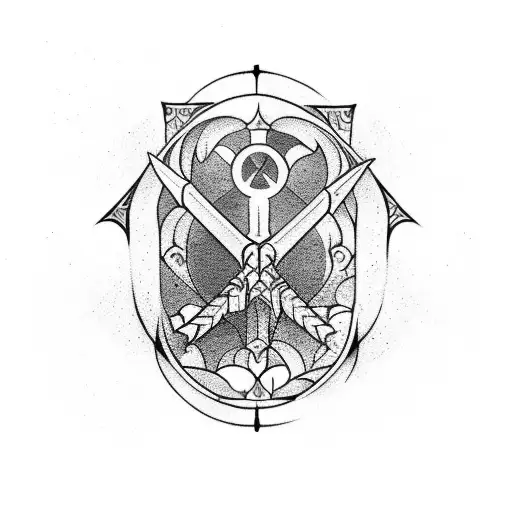 Gothic cathedral stained glass inspired alchemical symbols tattoo design idea
