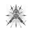 Gothic cathedral stained glass inspired alchemical symbols tattoo design idea