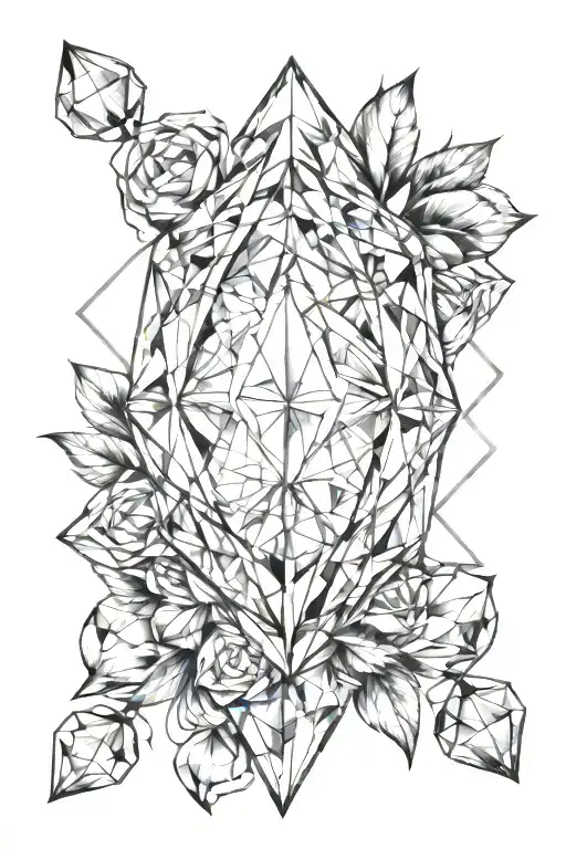 Diamond outline looking 3D tattoo design idea