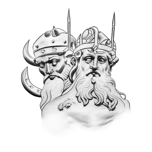 zeus and poseidon tattoo design idea