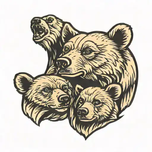 A tattoo design of a mother bear with her cubs, symbolizing the importance of family time and the client's love for animals tattoo design idea