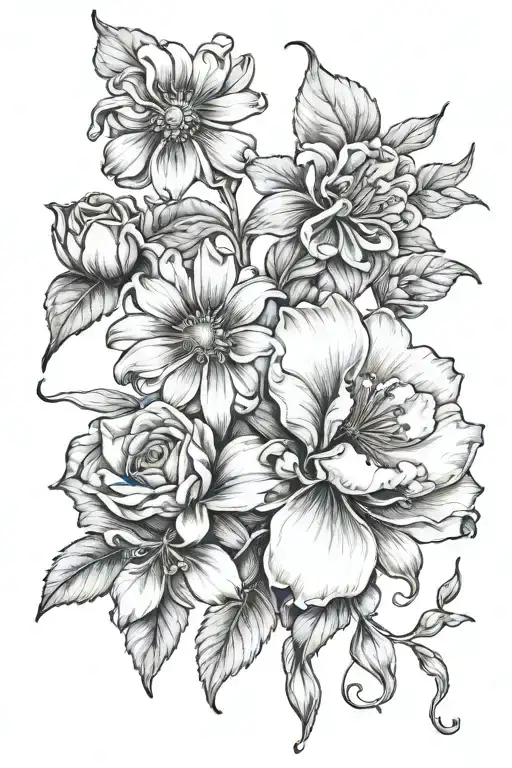 garden flowers tattoo design idea