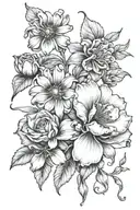 garden flowers tattoo design idea