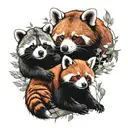 A bear, raccoon, and a red panda playing tattoo design idea