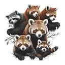 A bear, raccoon, and a red panda playing tattoo design idea