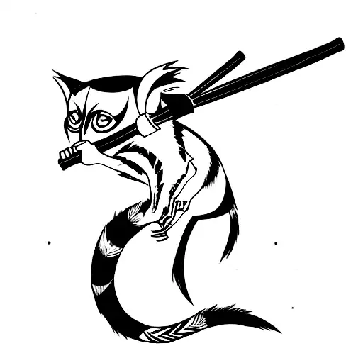 ringtail lemur as a samurai tattoo design idea