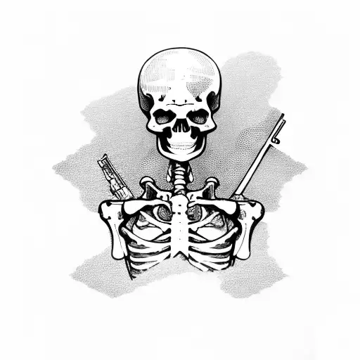 skeleton soldier with rifle tattoo design idea
