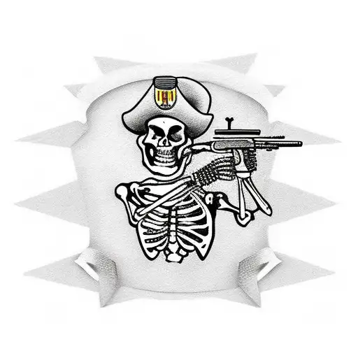 skeleton soldier with rifle tattoo design idea
