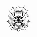 spider hanging from tattered web tattoo design idea