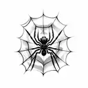 spider hanging from tattered web tattoo design idea
