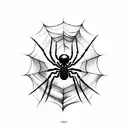 spider hanging from tattered web tattoo design idea