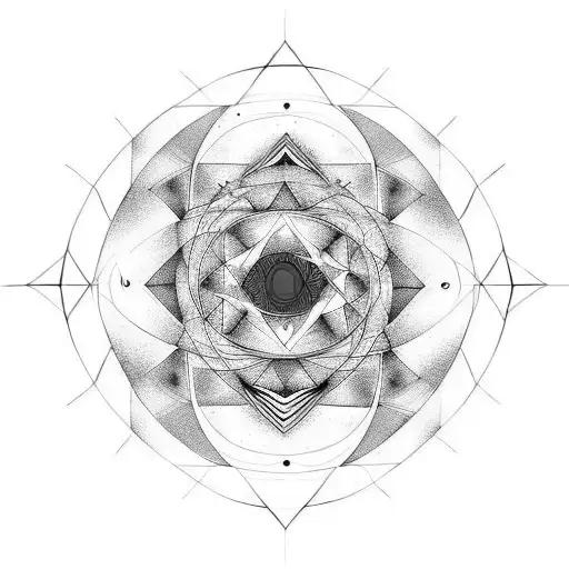 abstract red and black mystic geometry tattoo design idea