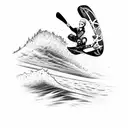 A wakeboarder catching air with a vibrant sunset in the background tattoo design idea