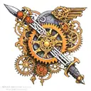 Steampunk, Sword, Gears, Science, Mechanic tattoo design idea