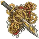 Steampunk, Sword, Gears, Science, Mechanic tattoo design idea