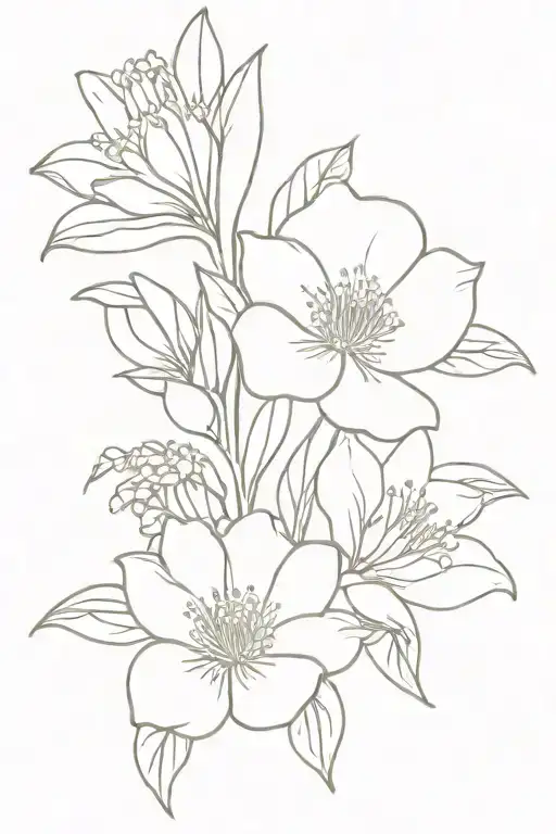 May and June birth flower bouquet tattoo design idea