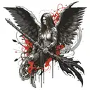 create a tattoo to be made on shoulder blade, the tattoo should consists of an angel, a grim reaper and a dolphin. it sh tattoo design idea