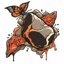 rock pebble dropping tattoo design idea