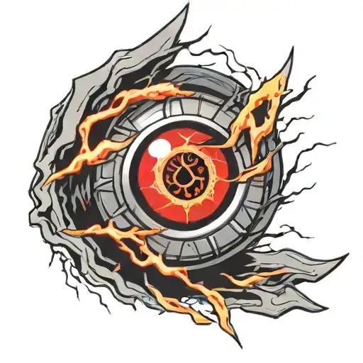 Kakashi Mangekyo Sharingan eye surrounded by lightning tattoo design idea