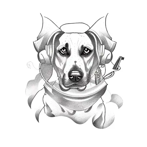 Design a tattoo of a person walking a dog under a sky filled with pop smoke lyrics, in a sketch style tattoo design idea