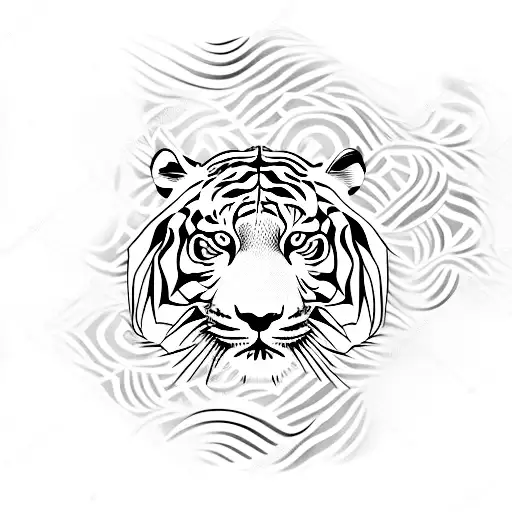 bengal tiger with tribal designs around it tattoo design idea