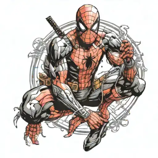 spider man, Deadpool, venom, ironman, Vikings, 4k quality,marvel universe full color tattoo design idea