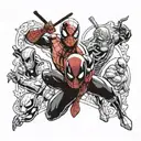 spider man, Deadpool, venom, ironman, Vikings, 4k quality,marvel universe full color tattoo design idea