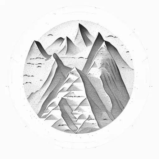 3D trans symbol with mountain landscape inside the circle  tattoo design idea