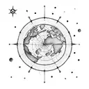 A constellation map of the teacher's favorite travel destinations with a moon in the center tattoo design idea