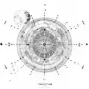 A constellation map of the teacher's favorite travel destinations with a moon in the center tattoo design idea