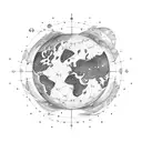 A constellation map of the teacher's favorite travel destinations with a moon in the center tattoo design idea