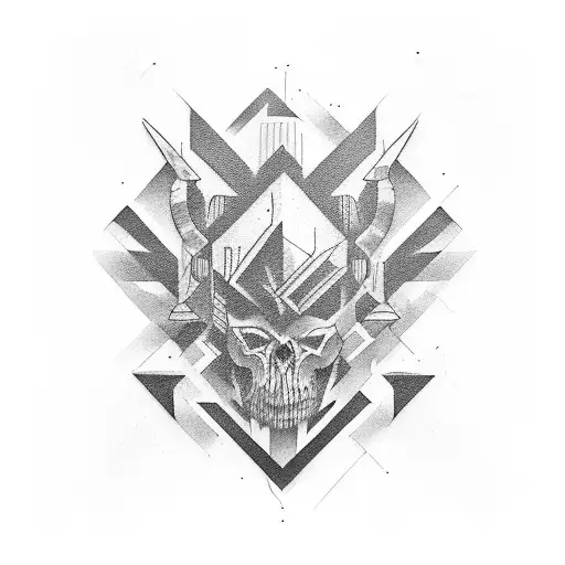 Techno tribal dark tattoo design idea